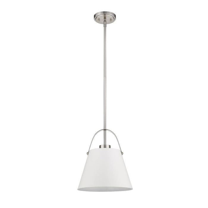 Z-Studio Matte White Brushed Nickel 1 Light Pendant - Pendants