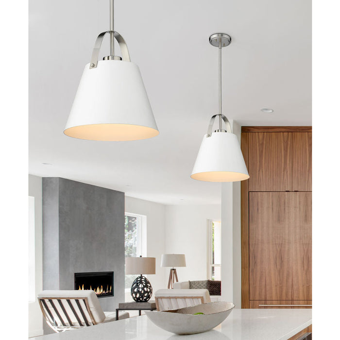Z-Studio Matte White Brushed Nickel 1 Light Pendant - Pendants