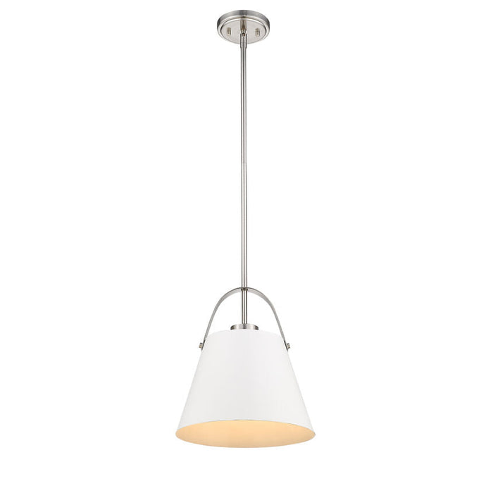 Z-Studio Matte White Brushed Nickel 1 Light Pendant - Pendants