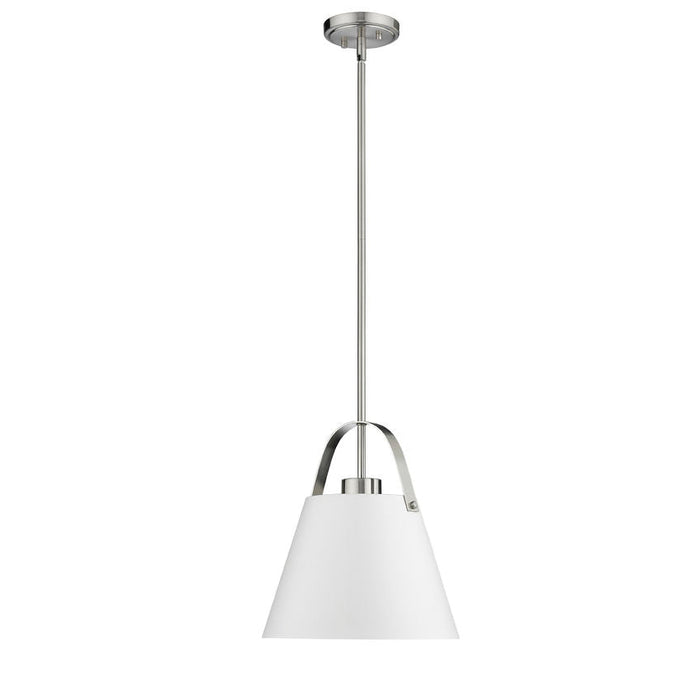 Z-Studio Matte White Brushed Nickel 1 Light Pendant - Pendants