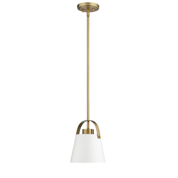 Z-Studio Matte White Heritage Brass 1 Light Mini-Pendant - Mini-Pendants