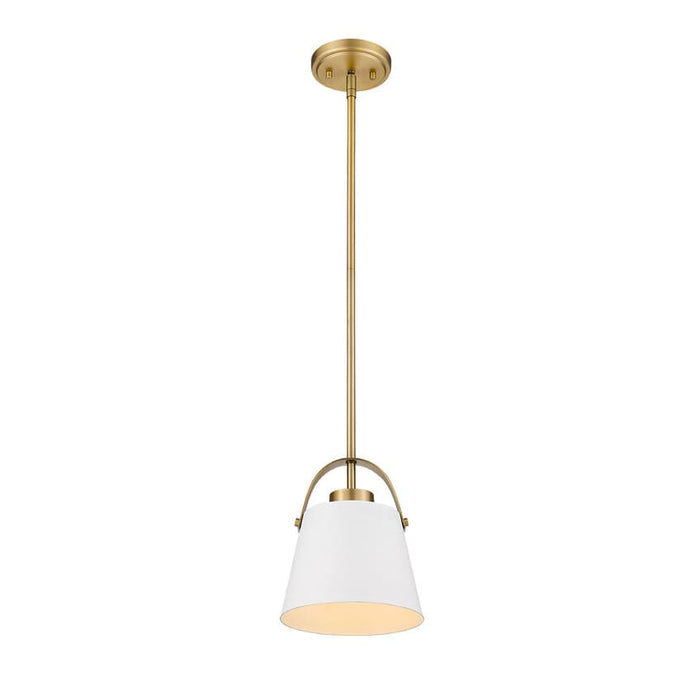 Z-Studio Matte White Heritage Brass 1 Light Mini-Pendant - Mini-Pendants