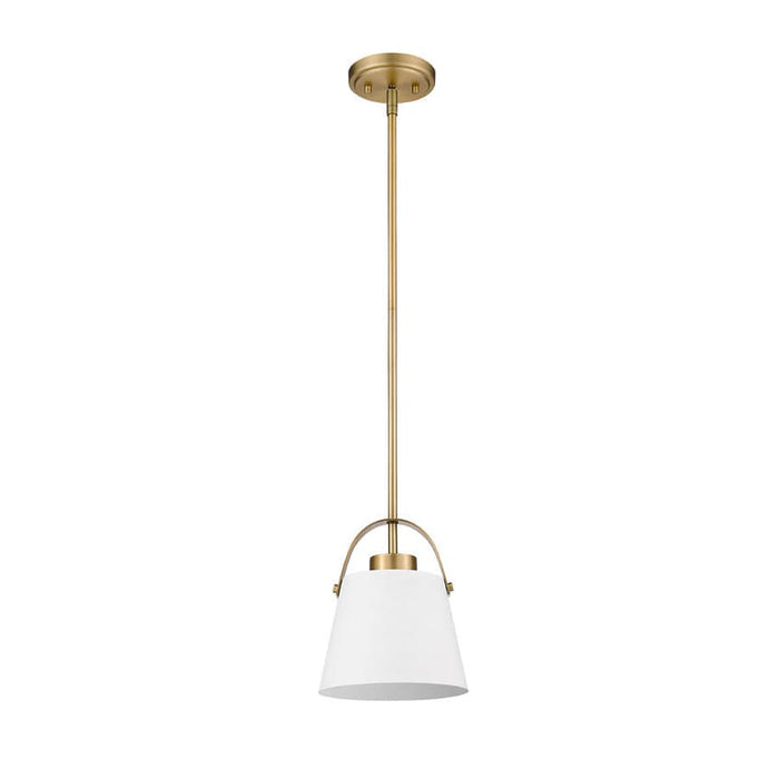 Z-Studio Matte White Heritage Brass 1 Light Mini-Pendant - Mini-Pendants