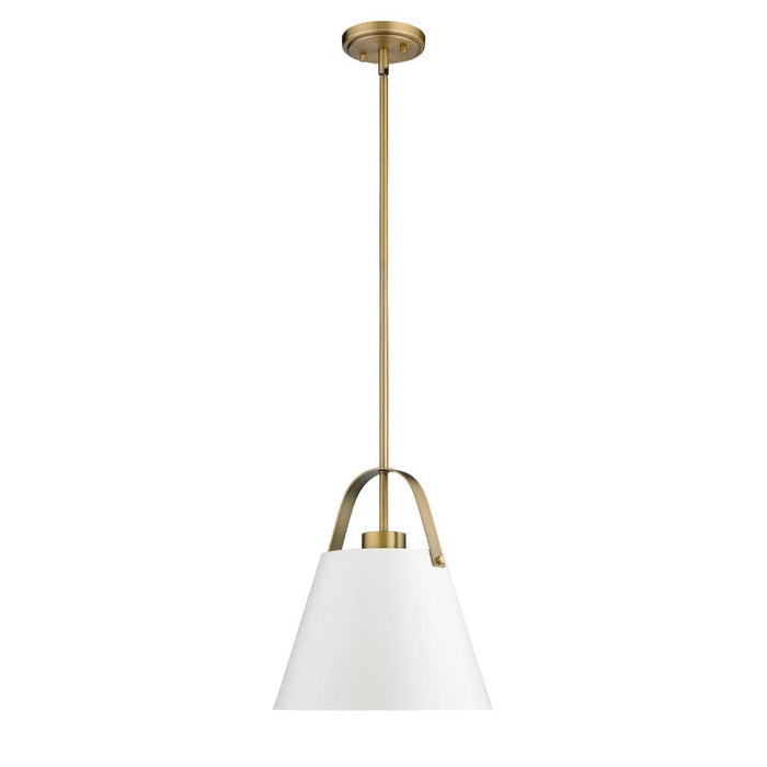 Z-Studio Matte White Heritage Brass 1 Light Pendant - Pendants