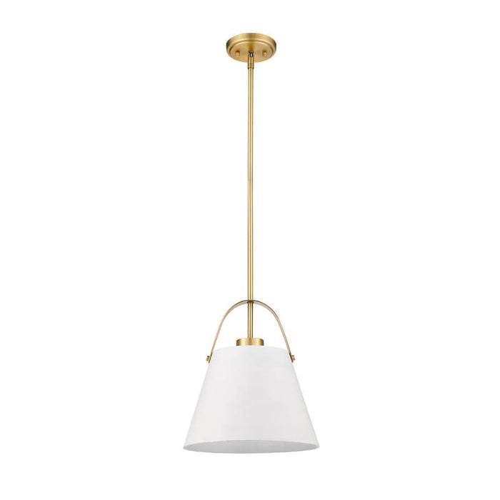 Z-Studio Matte White Heritage Brass 1 Light Pendant - Pendants