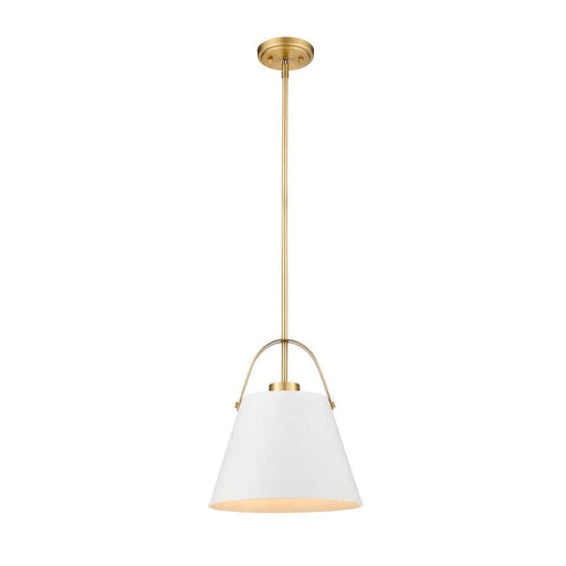 Z-Studio Matte White Heritage Brass 1 Light Pendant | theLightShop
