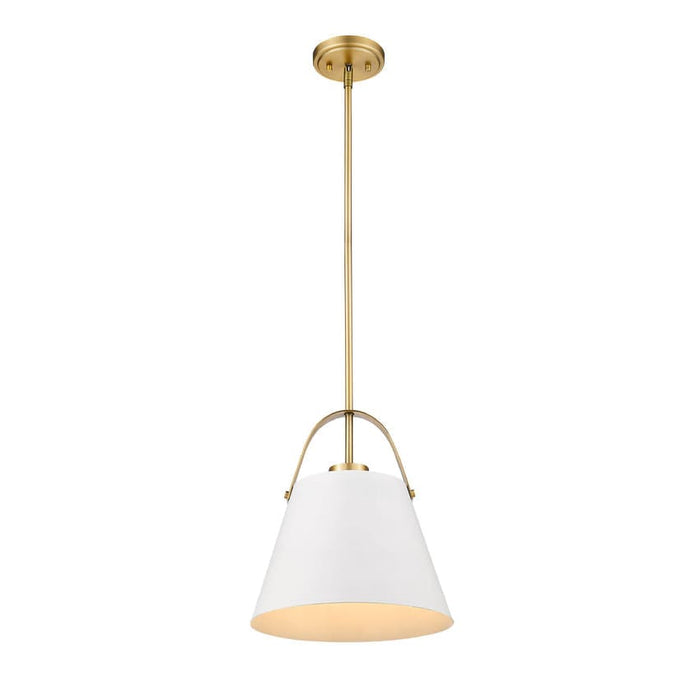 Z-Studio Matte White Heritage Brass 1 Light Pendant - Pendants