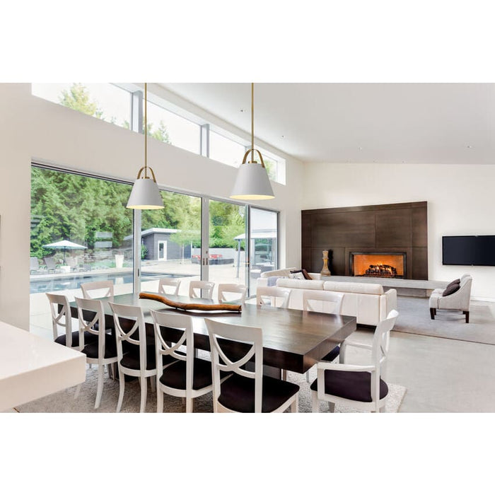 Z-Studio Matte White Heritage Brass 1 Light Pendant - Pendants