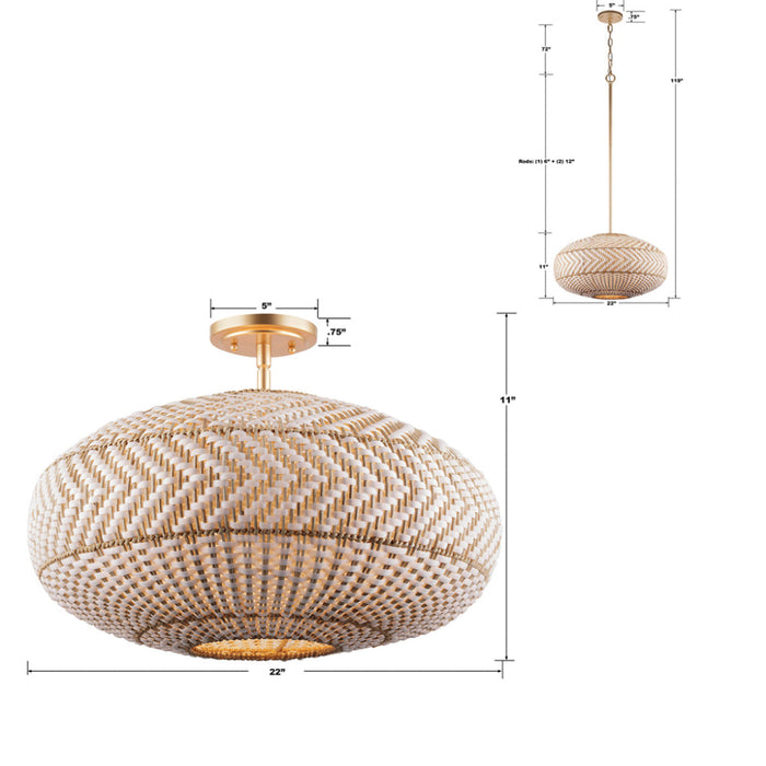 Zanzibar Soft Gold 4 Light Semi-Flushmount Crystorama ZAN-9014-SG_CEILING - Semi-Flushmounts