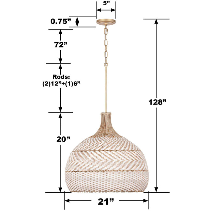 Zanzibar Soft Gold 5 Light Pendant Crystorama ZAN-9005-SG - Pendants