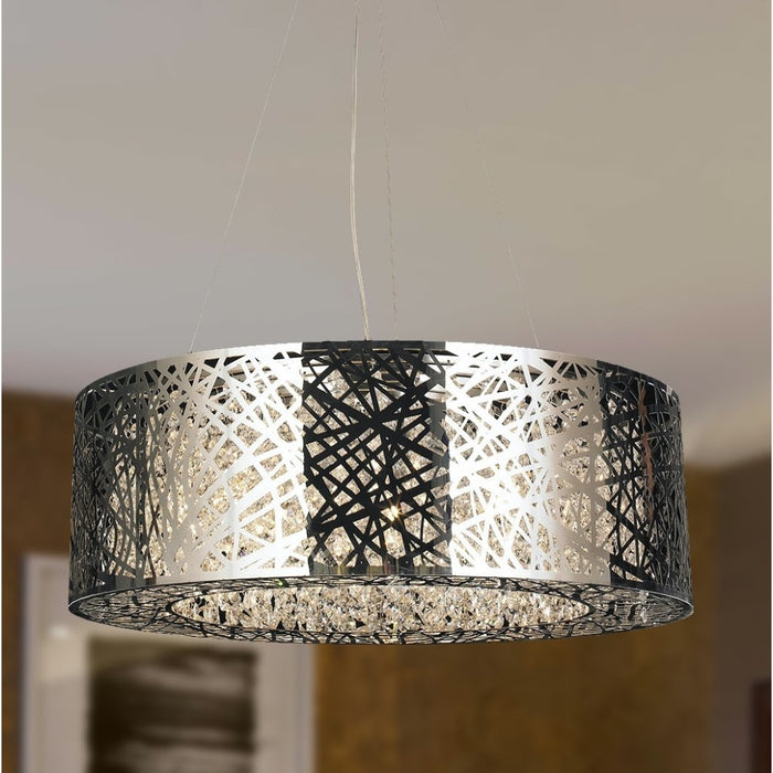 Aramis Polished Chrome Clear Crystal 10 Light Halogen Chandelier - Chandeliers