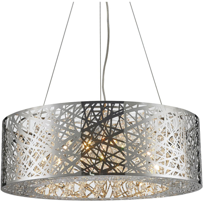 Aramis Polished Chrome Clear Crystal 12 Light Halogen Chandelier - Chandeliers
