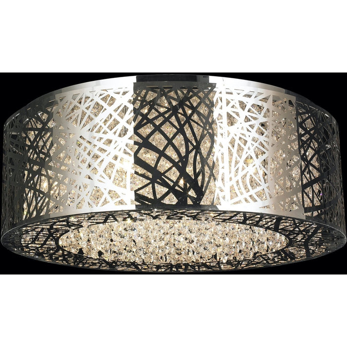 Aramis Polished Chrome Clear Crystal 12 Light Halogen Flushmount - Flushmounts