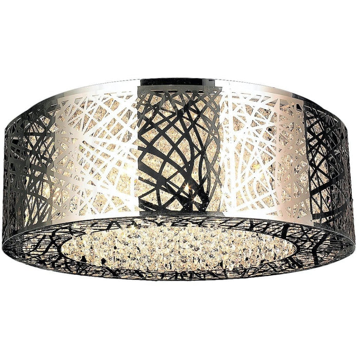 Aramis Polished Chrome Clear Crystal 12 Light Halogen Flushmount - Flushmounts