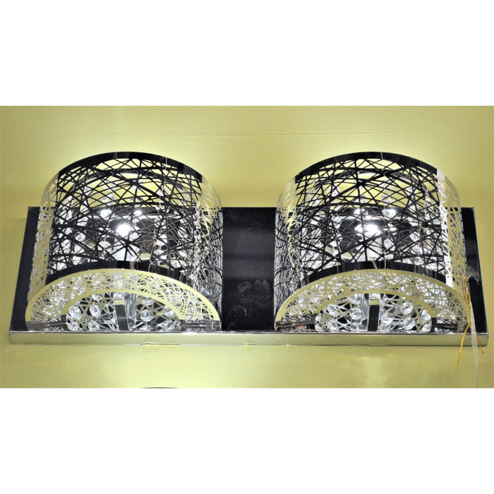 Aramis Polished Chrome Clear Crystal 2 Light Halogen Wall Sconce - Wall Sconces