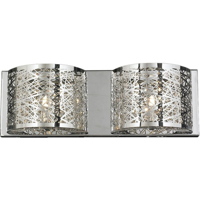 Aramis Polished Chrome Clear Crystal 2 Light Halogen Wall Sconce - Wall Sconces