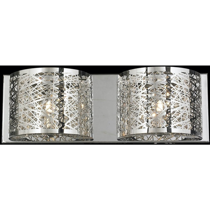 Aramis Polished Chrome Clear Crystal 2 Light Halogen Wall Sconce - Wall Sconces