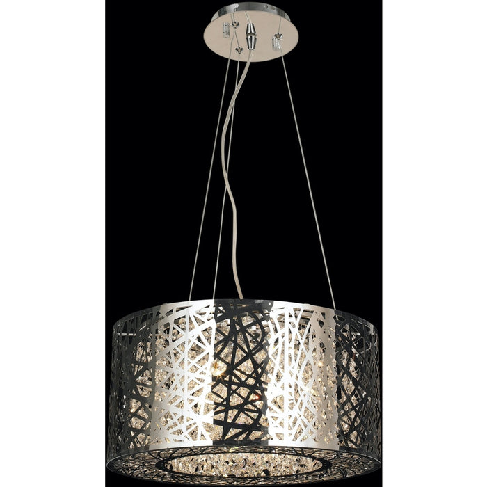 Aramis Polished Chrome Clear Crystal 6 Light Halogen Chandelier - Chandeliers