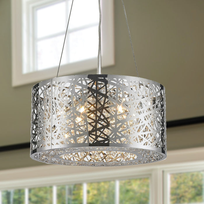 Aramis Polished Chrome Clear Crystal 6 Light Halogen Chandelier - Chandeliers