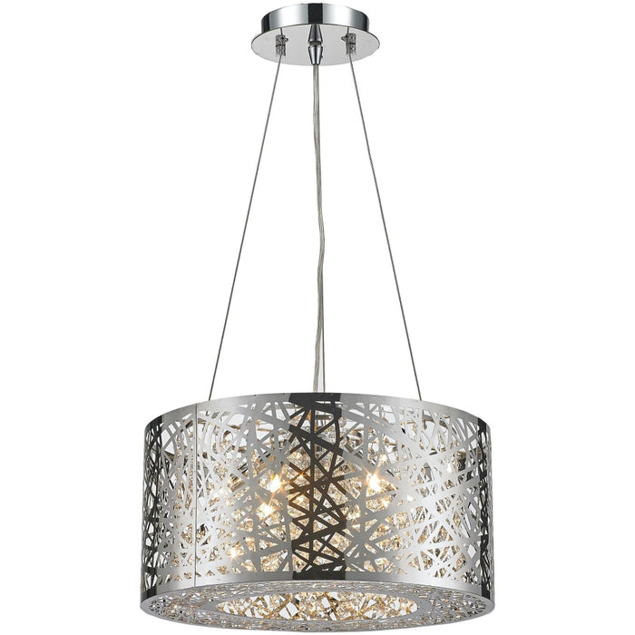 Aramis Polished Chrome Clear Crystal 6 Light Halogen Chandelier - Chandeliers