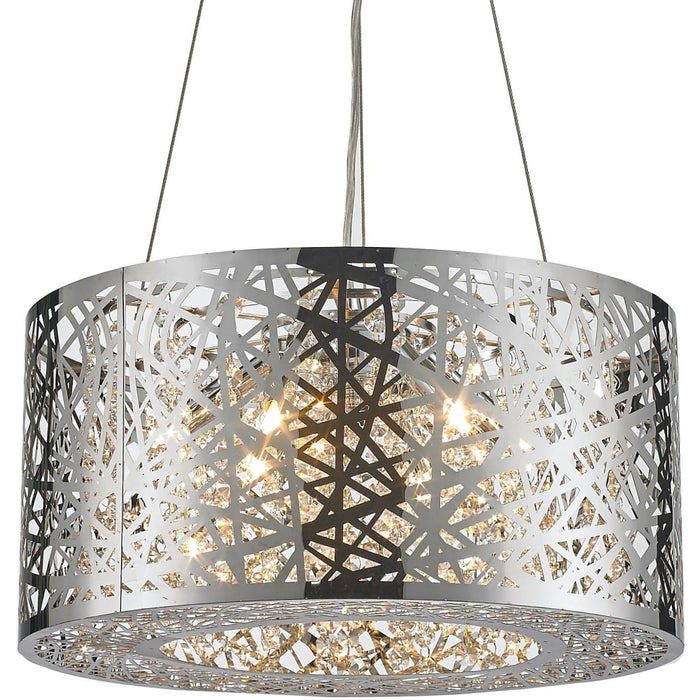 Aramis Polished Chrome Clear Crystal 6 Light Halogen Chandelier - Chandeliers