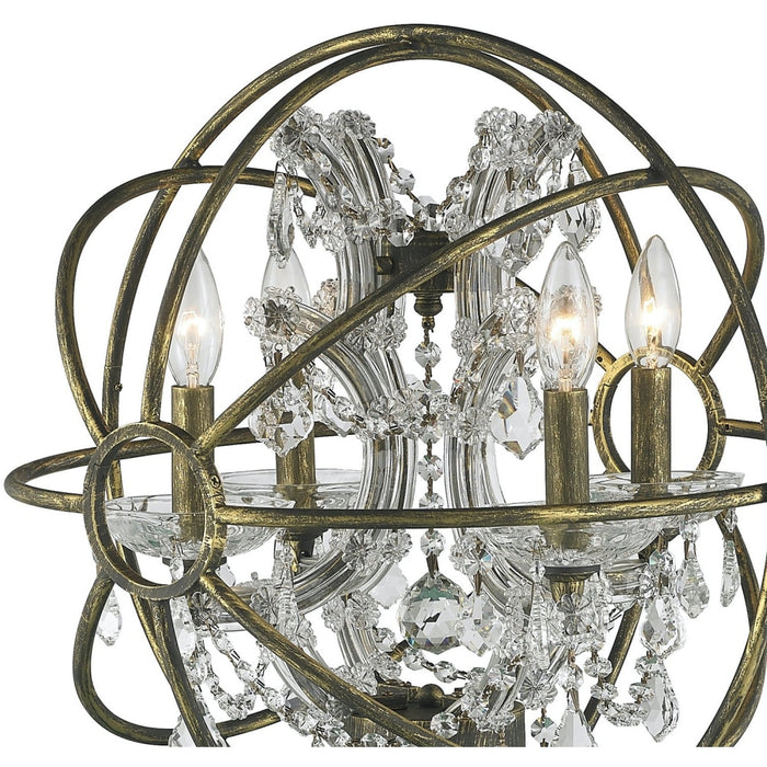 Armillary Antique Bronze Clear Crystal 4 Light Table Lamp - Table Lamps