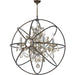 Armillary Dark Bronze Golden Teak Crystal 4 Light Chandelier - Chandeliers