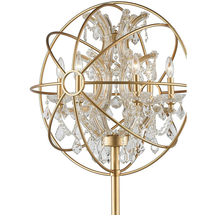 Armillary Matte Gold Clear Crystal 6 Light Table Lamp - Table Lamps