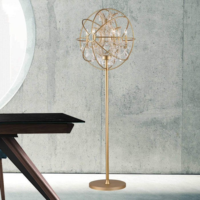 Armillary Matte Gold Clear Crystal 6 Light Table Lamp - Table Lamps