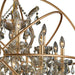 Armillary Matte Gold Golden Teak Crystal 13 Light Chandelier - Chandeliers