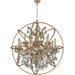 Armillary Matte Gold Golden Teak Crystal 13 Light Chandelier - Chandeliers
