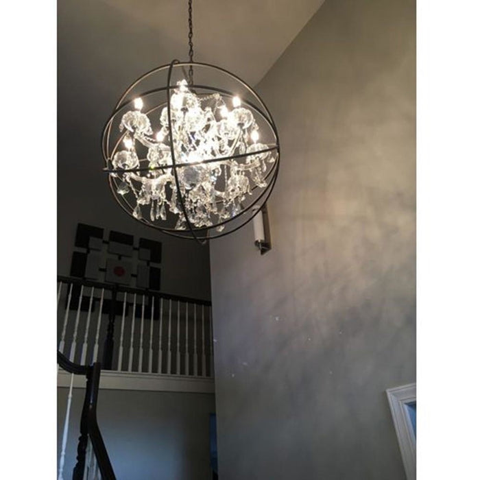 Armillary Polished Chrome Clear Crystal 13 Light Chandelier - Chandeliers