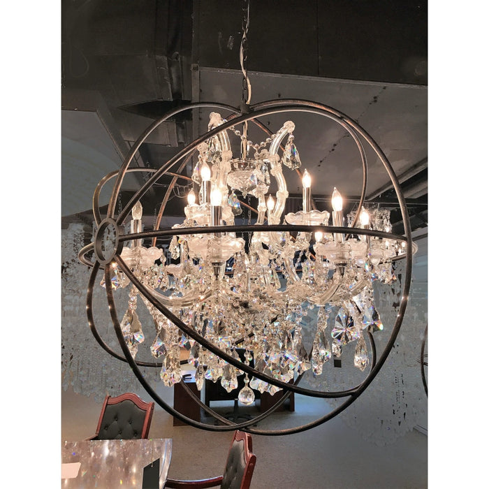 Armillary Polished Chrome Clear Crystal 13 Light Chandelier - Chandeliers