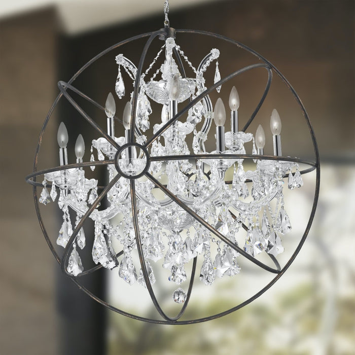 Armillary Polished Chrome Clear Crystal 13 Light Chandelier - Chandeliers