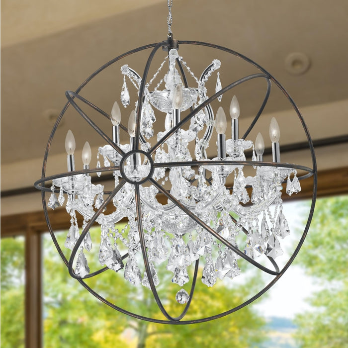 Armillary Polished Chrome Clear Crystal 13 Light Chandelier - Chandeliers