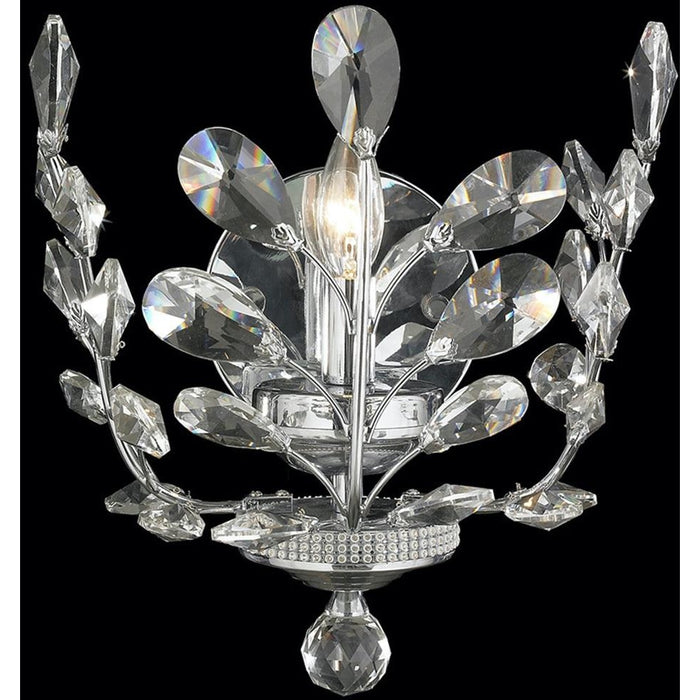 Aspen Polished Chrome Clear Crystal 1 Light Wall Sconce - Wall Sconces