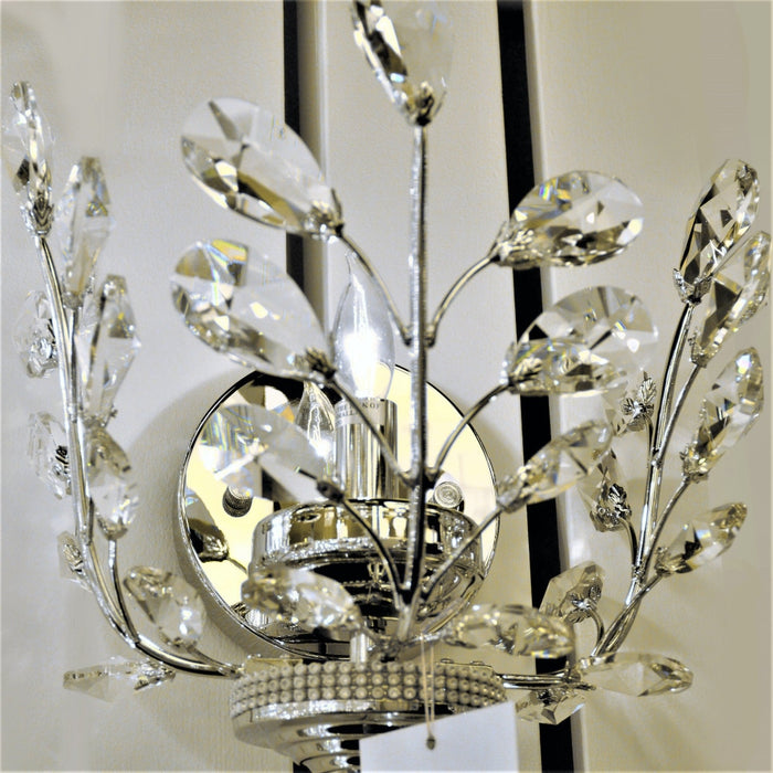 Aspen Polished Chrome Clear Crystal 1 Light Wall Sconce - Wall Sconces