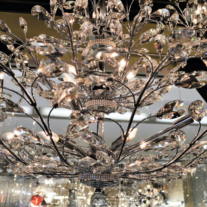 Aspen Polished Chrome Clear Crystal 26 Light Chandelier - Chandeliers