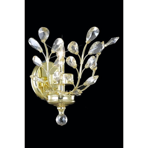 Aspen Polished Gold Clear Crystal 1 Light Wall Sconce - Wall Sconces