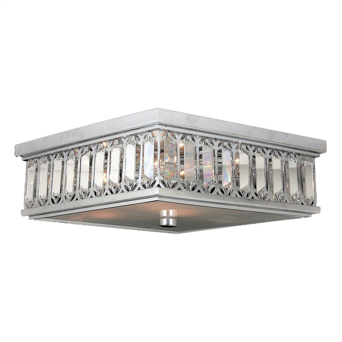 Athens Polished Chrome Clear Crystal 6 Light Flushmount - Flushmounts