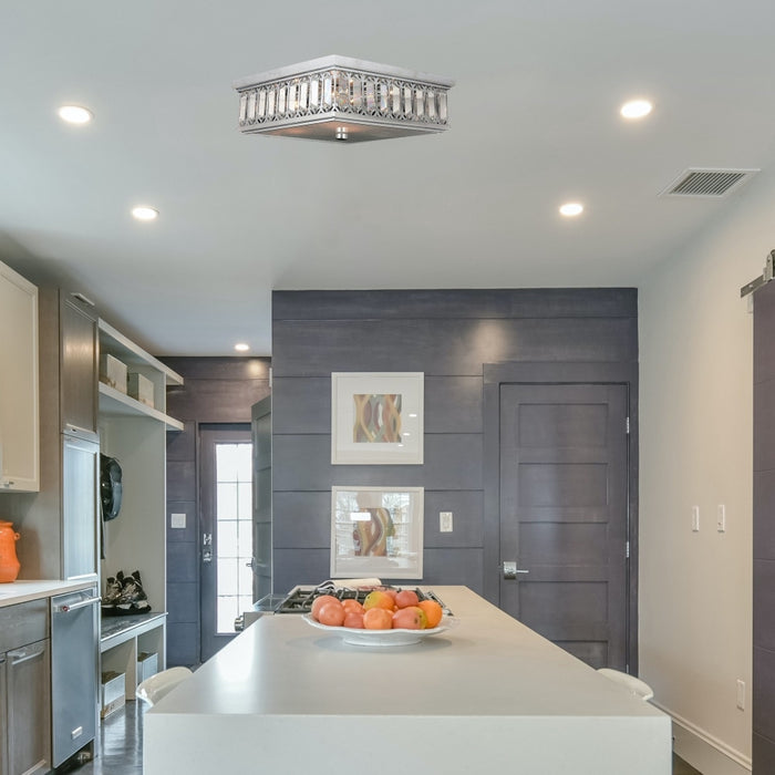Athens Polished Chrome Clear Crystal 6 Light Flushmount - Flushmounts