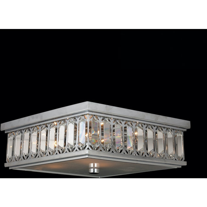 Athens Polished Chrome Clear Crystal 6 Light Flushmount - Flushmounts