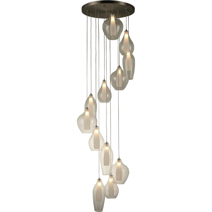 Botella Matte Nickel Clear Glass 12 Light Halogen Pendant - Pendants