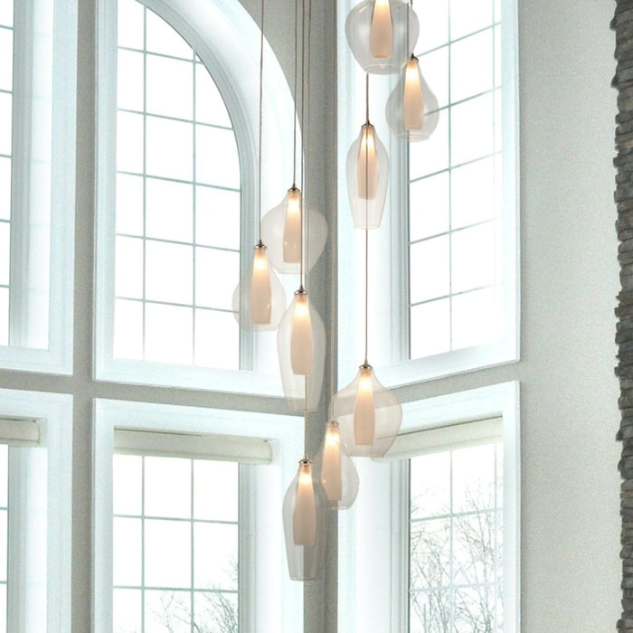 Botella Matte Nickel Clear Glass 9 Light Halogen Pendant - Pendants