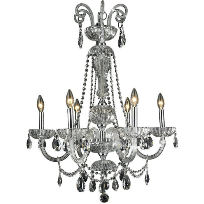 Carnivale Polished Chrome Clear Crystal 6 Light Chandelier - Chandeliers