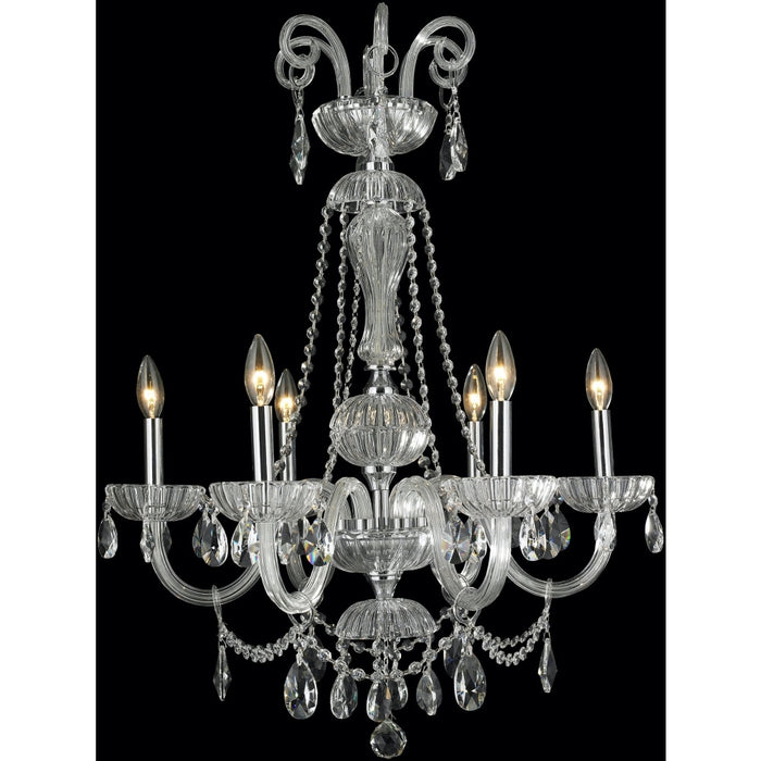 Carnivale Polished Chrome Clear Crystal 6 Light Chandelier - Chandeliers