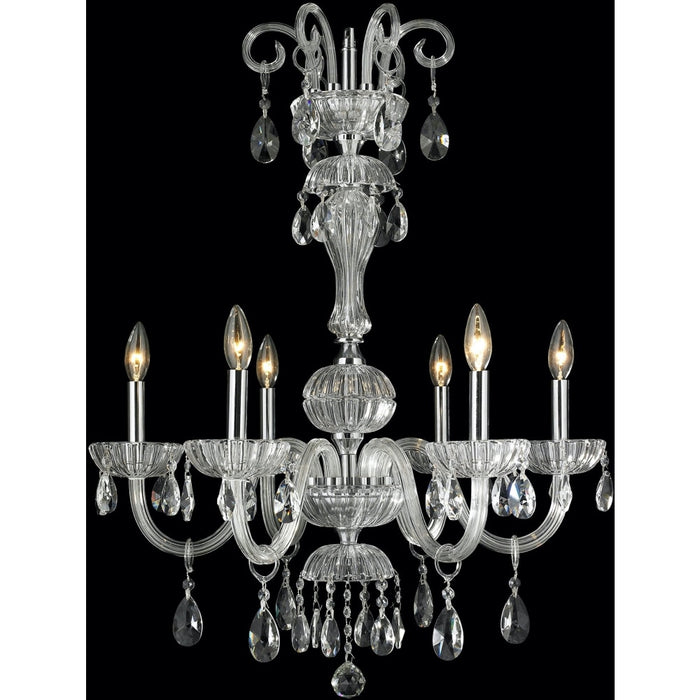 Carnivale Polished Chrome Clear Crystal 6 Light Chandelier - Chandeliers