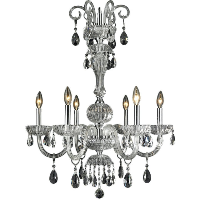 Carnivale Polished Chrome Clear Crystal 6 Light Chandelier - Chandeliers