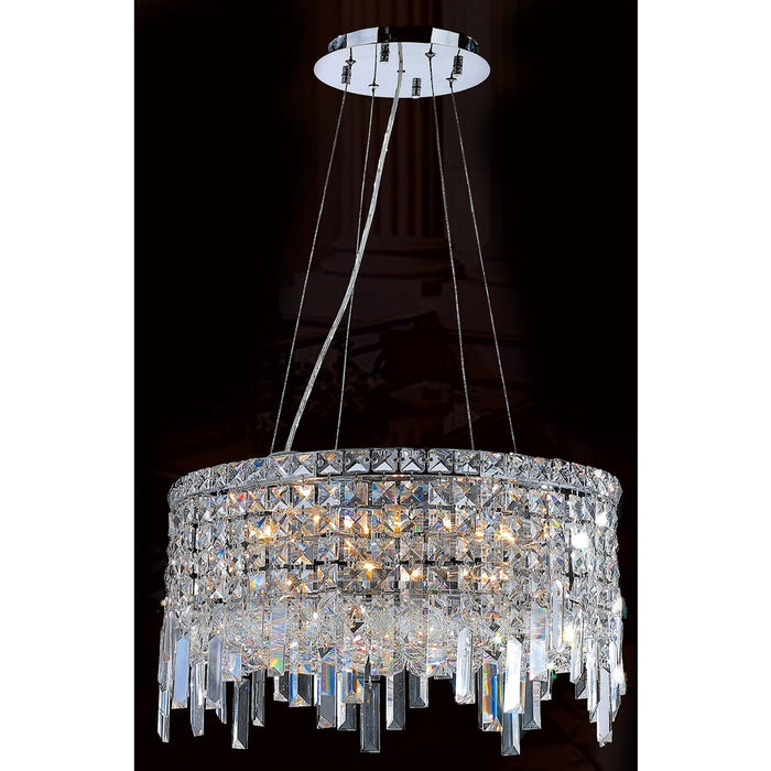 Cascade Polished Chrome Clear Crystal 12 Light Chandelier - Chandeliers