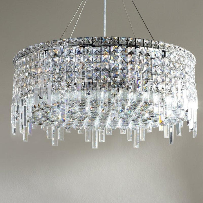 Cascade Polished Chrome Clear Crystal 12 Light Chandelier - Chandeliers